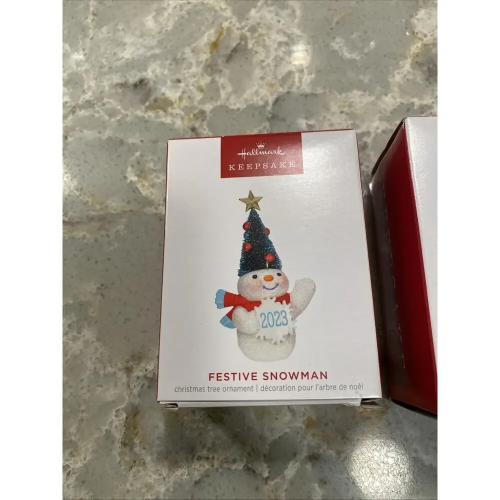 2023 Hallmark Great-Granddaughter Snowman Hot Cocoa Mug Christmas Ornament LOT